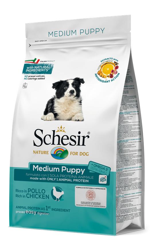 Schesir Dog Medium Puppy КУРКА монопротеїновий сухий корм для цуценят середніх порід 12 кг (53835)